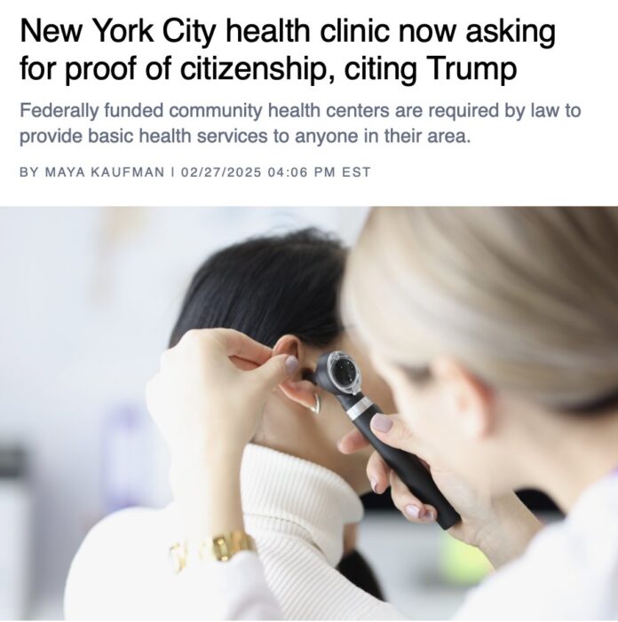 New York City health clinic now asking for proof of citizenship, citing Trump - POLITICO