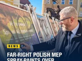 Far-right Polish MEP causes anger by spray painting over LGBT exhibition - TVP World