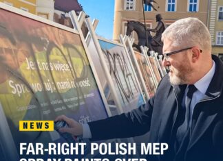 Far-right Polish MEP causes anger by spray painting over LGBT exhibition - TVP World